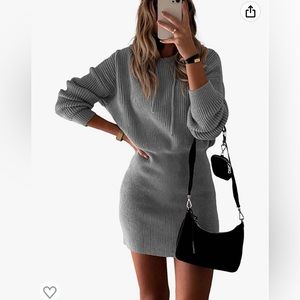 Prettygarden, women’s winter ribbed knitted sweater dress autumn long sleeve, M